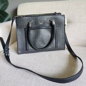Guess Women's Black Shoulder Bag with Adjustable Strap, Used Great Condition